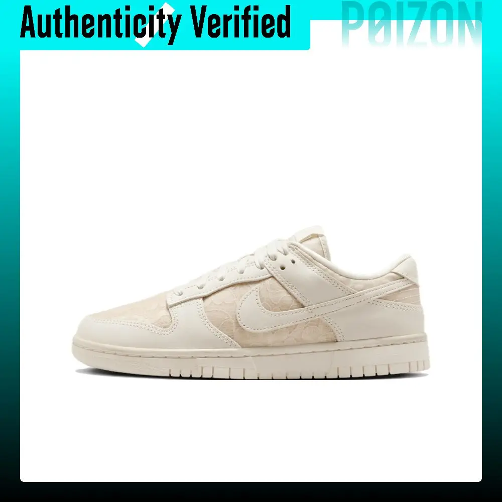 Nike Dunk Textile, Leather Low top Skateboard Shoes Women's White Pink HJ5870-100