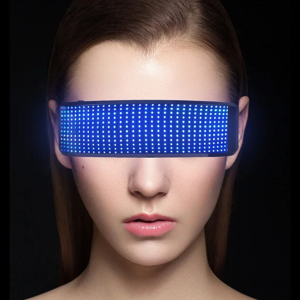 Bluetooth LED Luminous Glasses DIY Programmable Electronic Futuristic Eyewear for Halloween Party Bar Festival Performance view 4