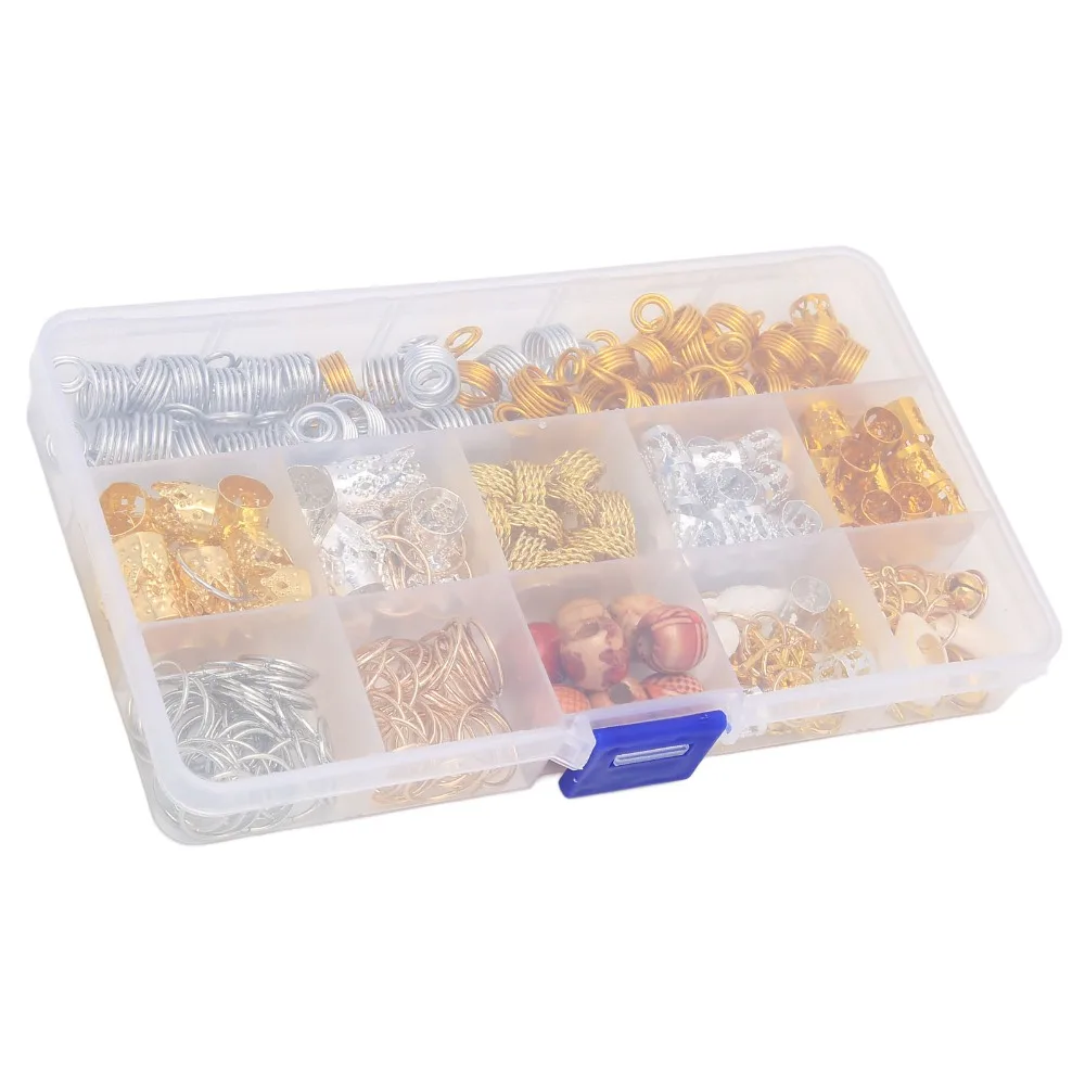 238Pcs Portable Metal Hair Jewelry Kit Gold Different Sizes Dreadlock Accessories Hair Braid Rings for Men