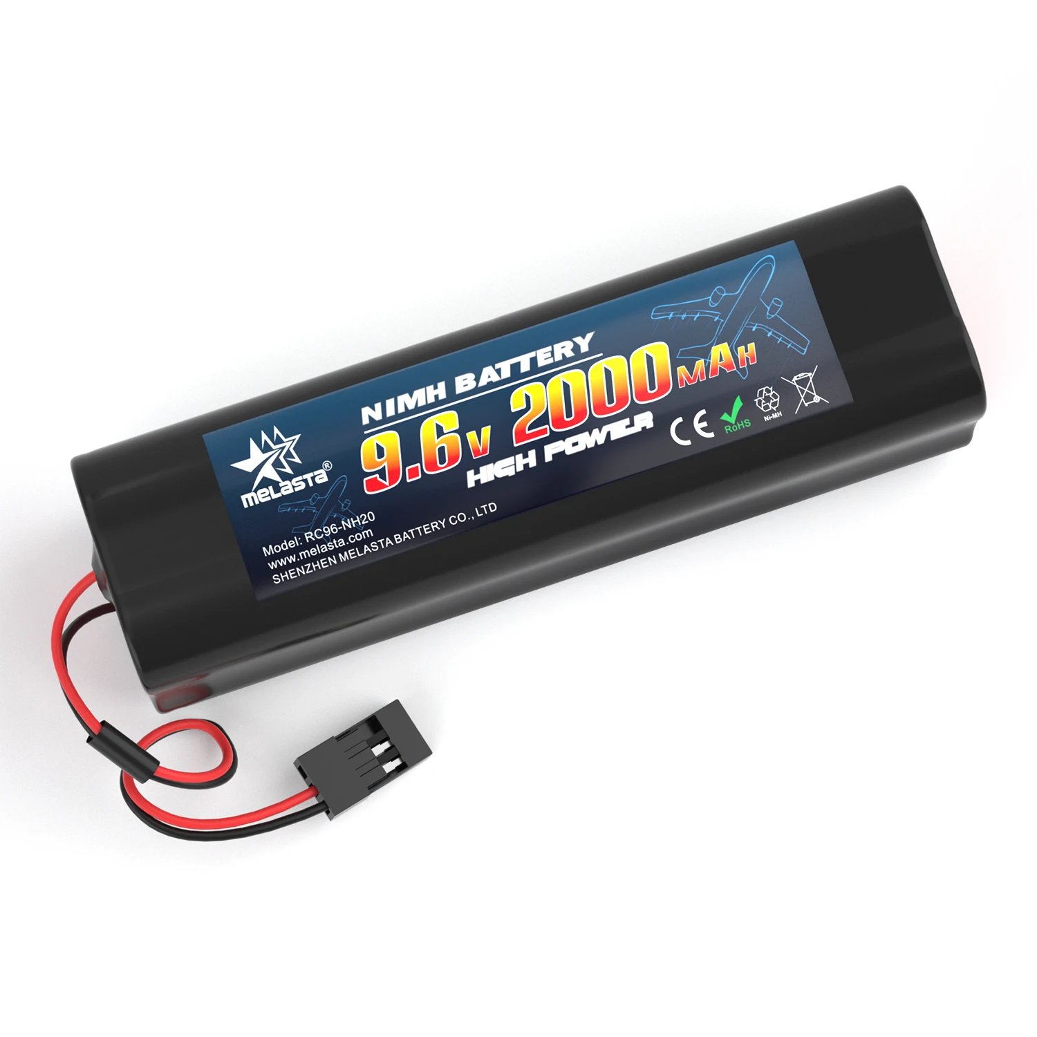 Melasta 9.6V 2000mAh Rechargeable Ni-Mh AA Battery Pack With Hitec Connector Futaba For RC Receivers Airplanes High Capacity