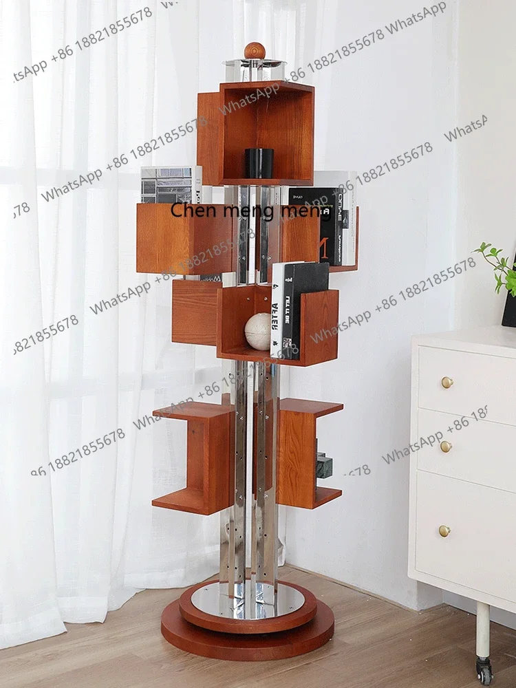 

cc182Rotating bookshelf floor-to-ceiling shelf integrated wall library solid wood free combination decorative ornament art
