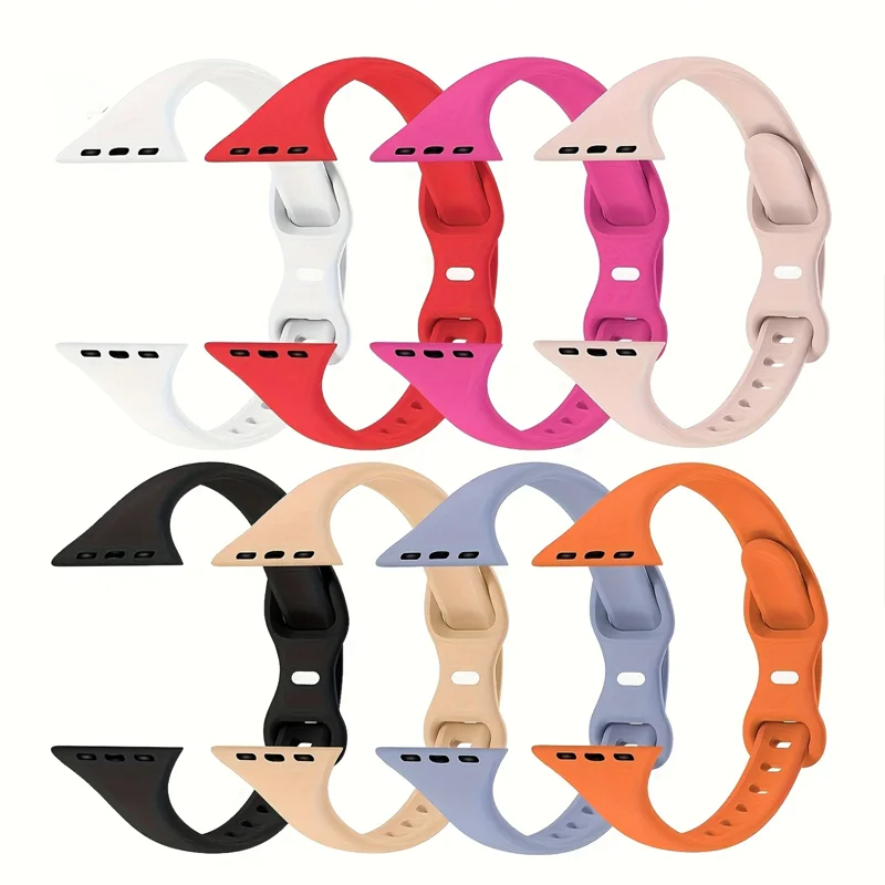 Hourglass Waist Figure Eight Buckle Silicone Watch Band For Apple Watch Series 11 10 9 8 7 6 5 SE Ultra Fits 49-38mm Premium
