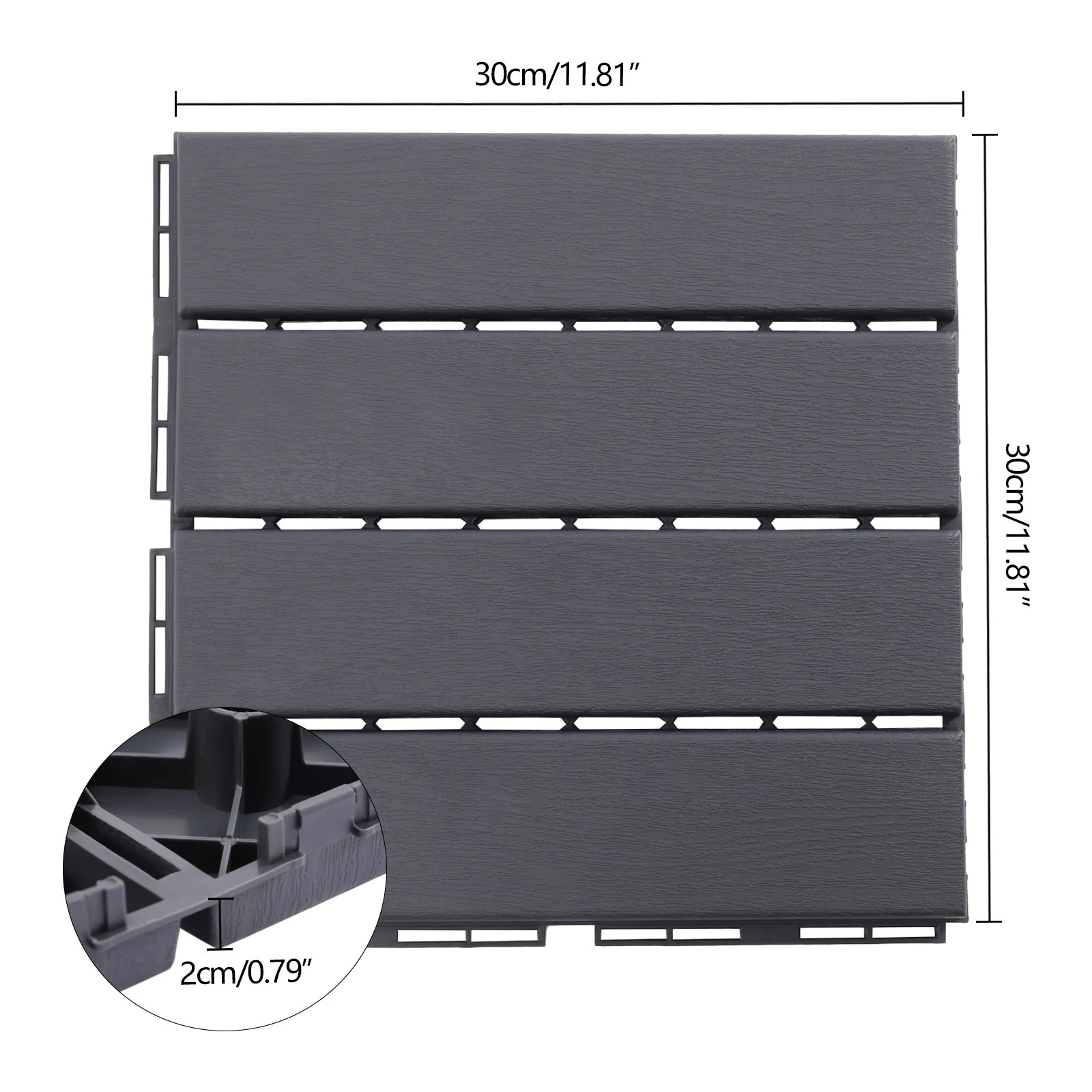 30 pcs 12x12 Plastic Interlocking Deck Tiles Outdoor All Weather Waterproof Interlocking Flooring Deck Tiles for Porch Poolside