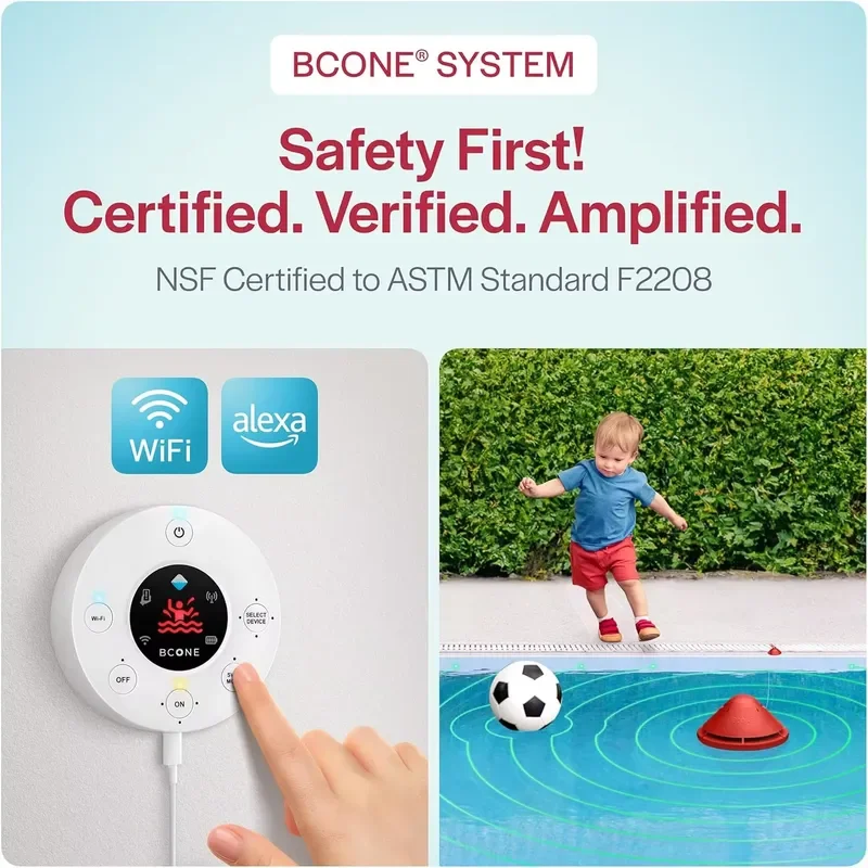 For Pool Alarm Lifebuoy F2208 Certified | Floating Safety Device App Alerts Alexa Voice Control | 2.4GHz Pools