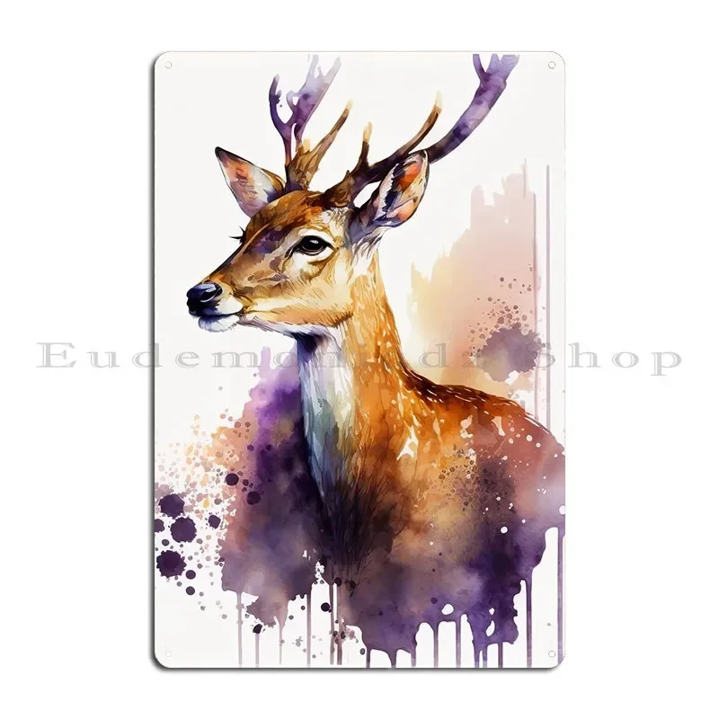 Watercolour Deer Metal Sign Cinema Plaques Home Club Design Tin Sign Poster