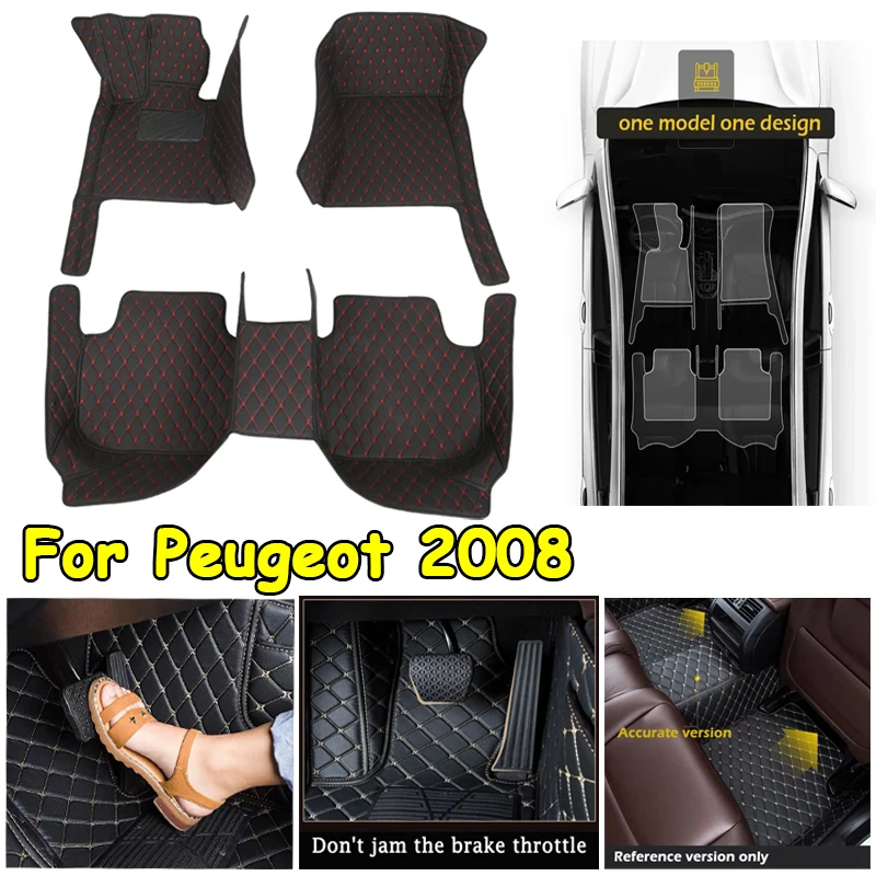 

WYM Custom 3D Car Floor Mats for Peugeot 2008 2014-2019 3008 4008 2017-2023 Interior Accessories Artificial Leather