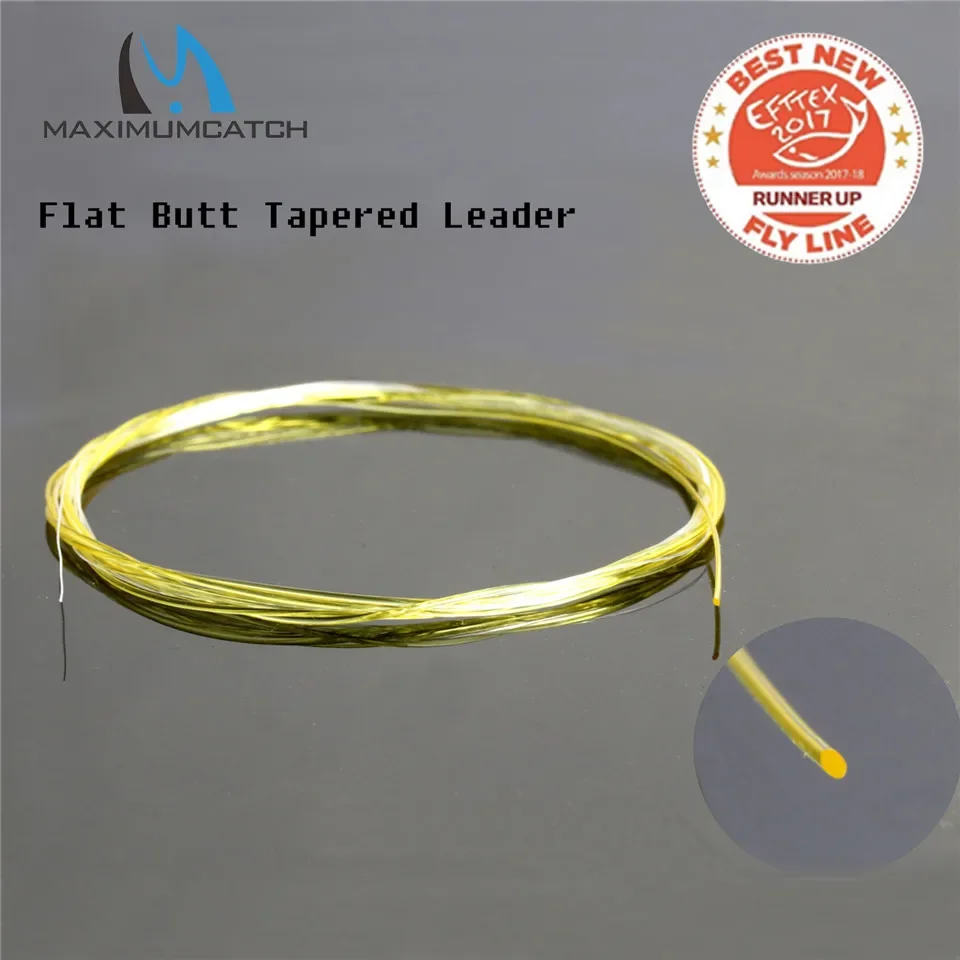 Maximumcatch Flat Butt Tapered Fly Fishing Leader Line 9FT 15FT 3X-5X Clear Yellow with Clear Tip Knotless Leader
