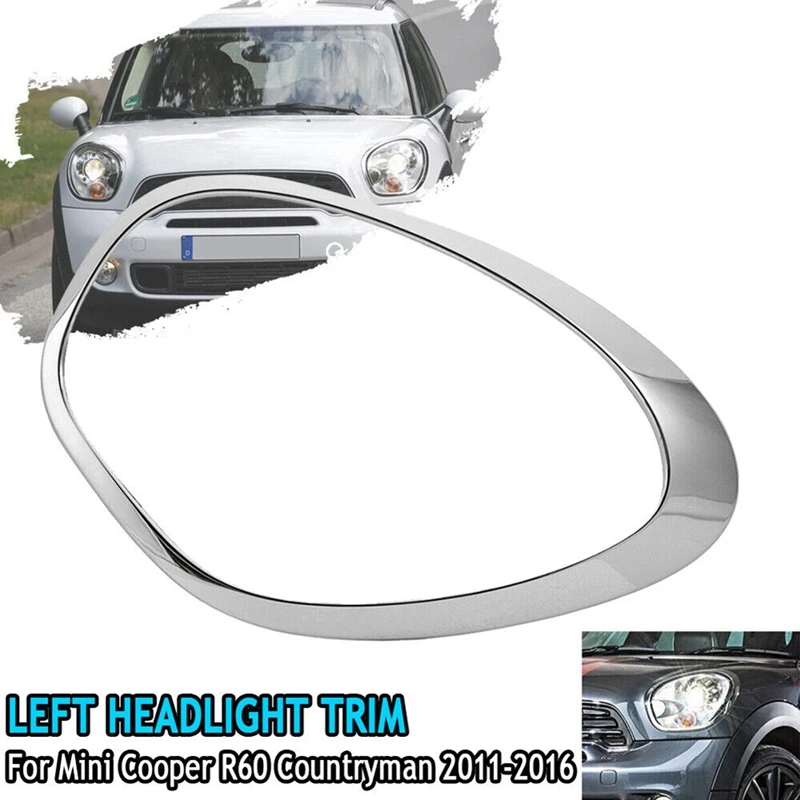 Left Front Headlight Trim Ring 51139801573 For Mini Cooper R60 Countryman 11-16 Head Light Lamp Chrome Bezel Decor Ring