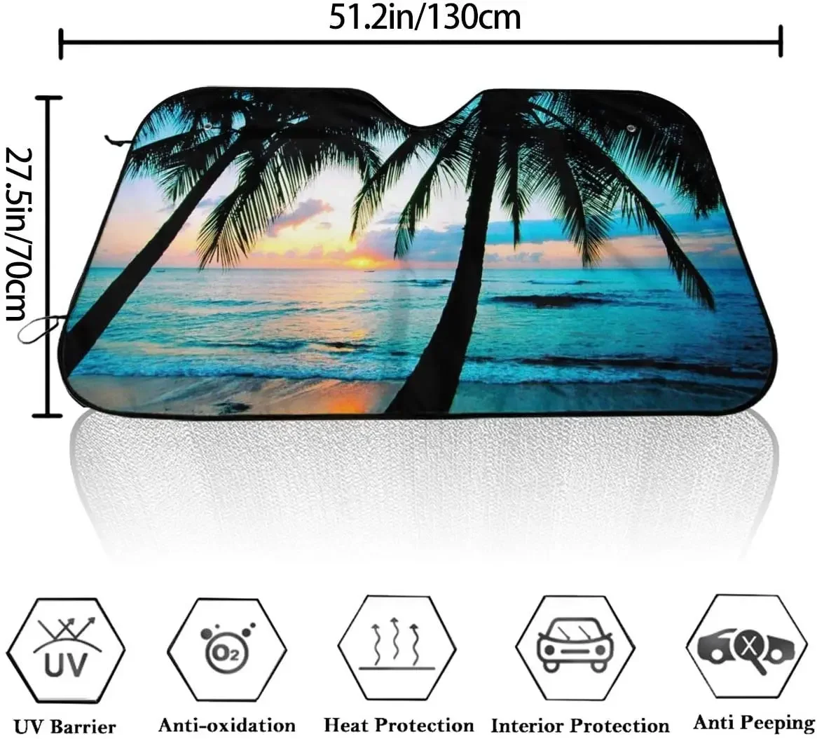 Foruidea California Palm Tree Beach Car Windshield Sun Shade Auto Sunshade for Car Truck SUV-Blocks Rays Sun Visor Protector-Kee