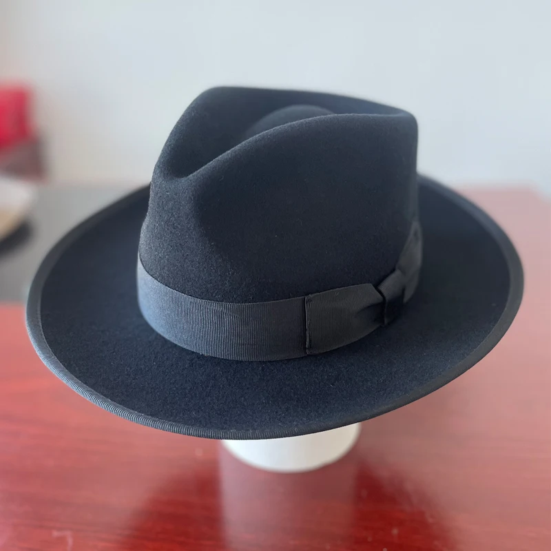 Weicher Filzhut der Marke LIHUA, Fedora-Hüte aus 100 % Wolle für Herren und Damen, himmelblau, kamelfarben, schwarze klassische Floppy-Panama-Mütze – Detail 12