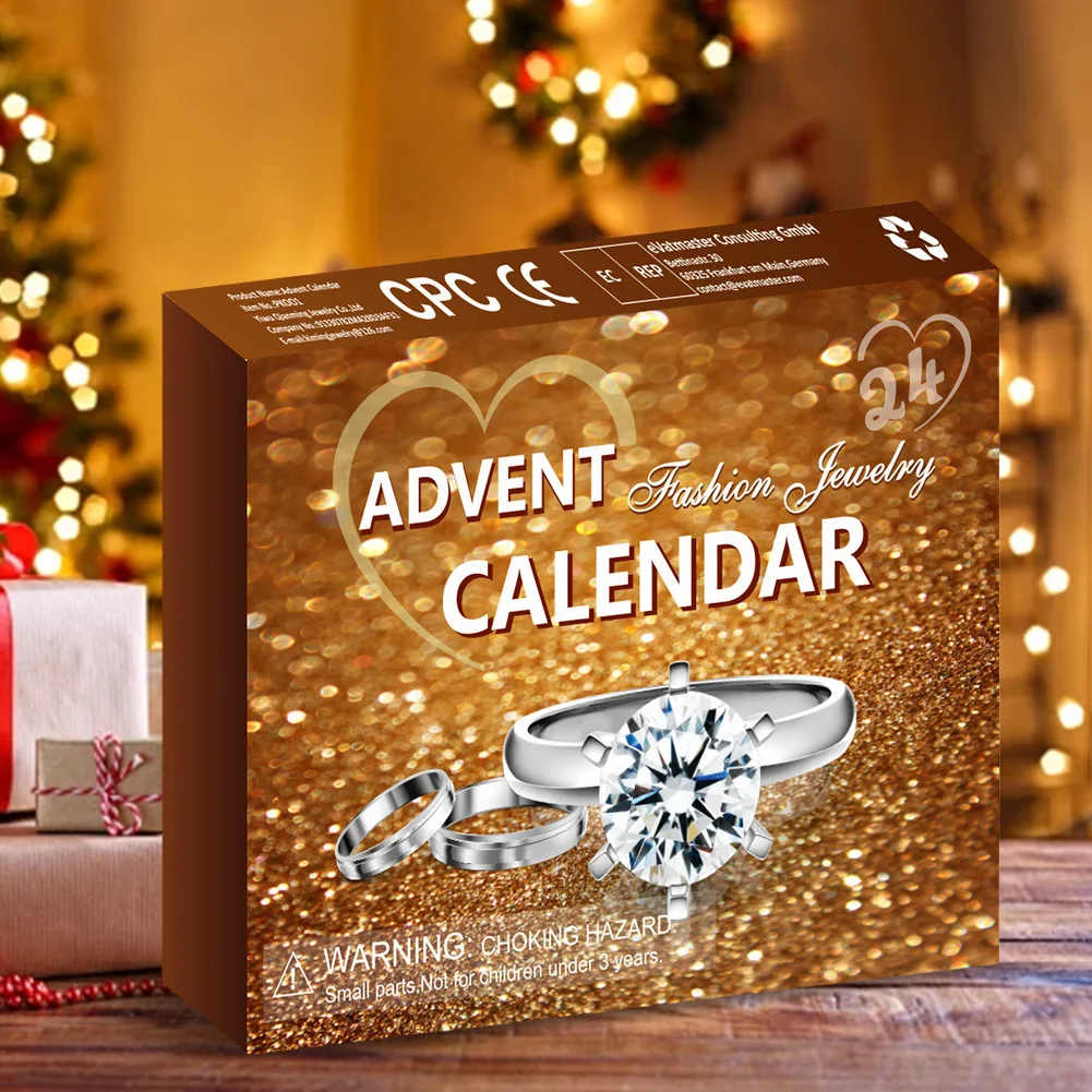 Advent Calendar Jewelry Christmas Countdown for Adult Women W/Earrings Necklaces Rings Xmas Surprise Gift for Wife Daughter Mom