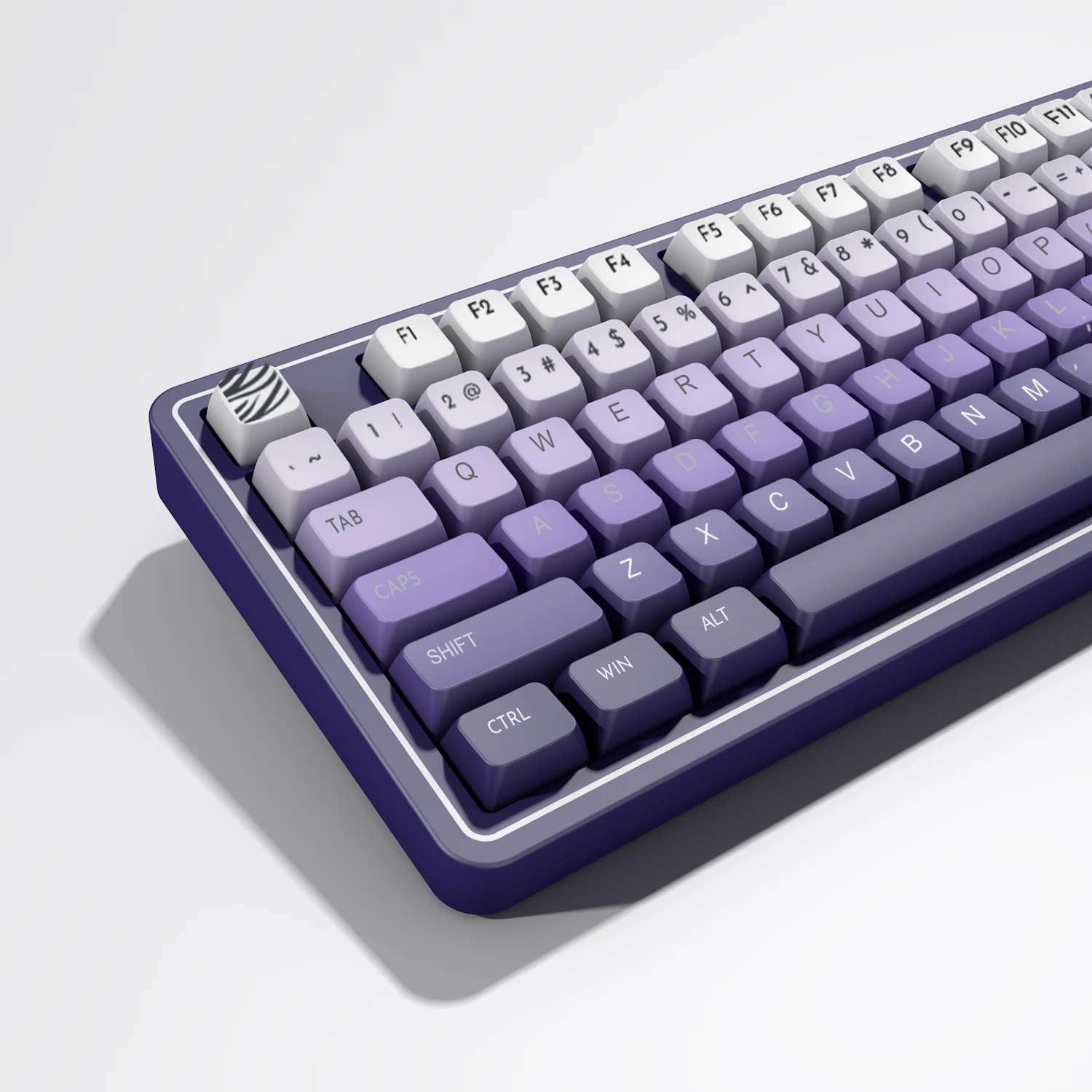 Five-sided hot sublimation PBT material white purple gradual change MDA133 keys custom keyboard cap cute