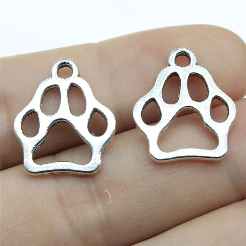 20pcs Charms Dog Paw Tibetan Bronze Silver Color Pendants Antique Jewelry Making DIY Handmade Craft