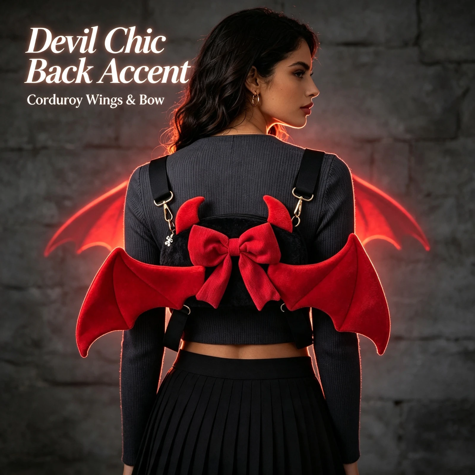Cute Plush Backpack Angel Devil, Wings Bowknot Lolita Cosplay Itabag, Kawaii School Bag Anime Girl, Gift Birthday Party Accessor