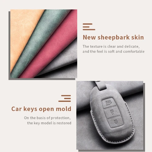 Leather Car Key Case Cover Shell for Hyundai Santa Fe Sport Ix45 Equus Centennial Genesis G80 Grandeur Azera 2013 2014 2015 2016