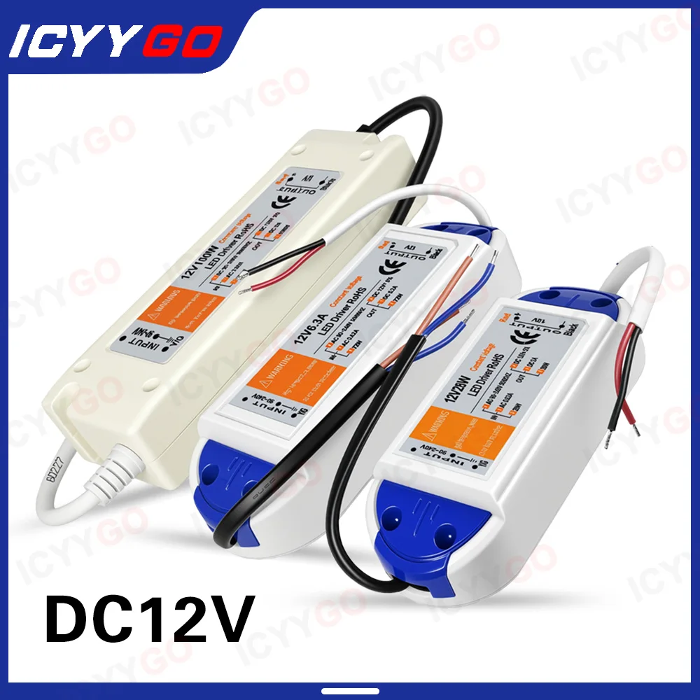 

DC12V 18W 27W 48W 72W 100W LED трансформатор для освещения 12V LED драйвер адаптер питания подходит для светодиодных лент с питанием 12V