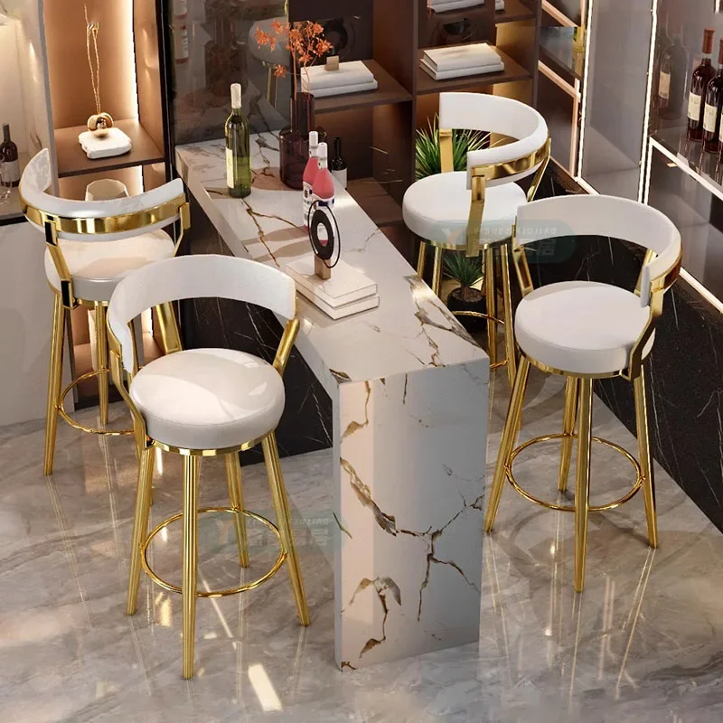 Barstool Vanity เก้าอี้บาร์ห้องครัวหรูหรา Waiting เคาน์เตอร์รอบเก้าอี้บาร์ Make Up Vanity Sillas Para Comedor เฟอร์นิเจอร์ร้านอาหาร