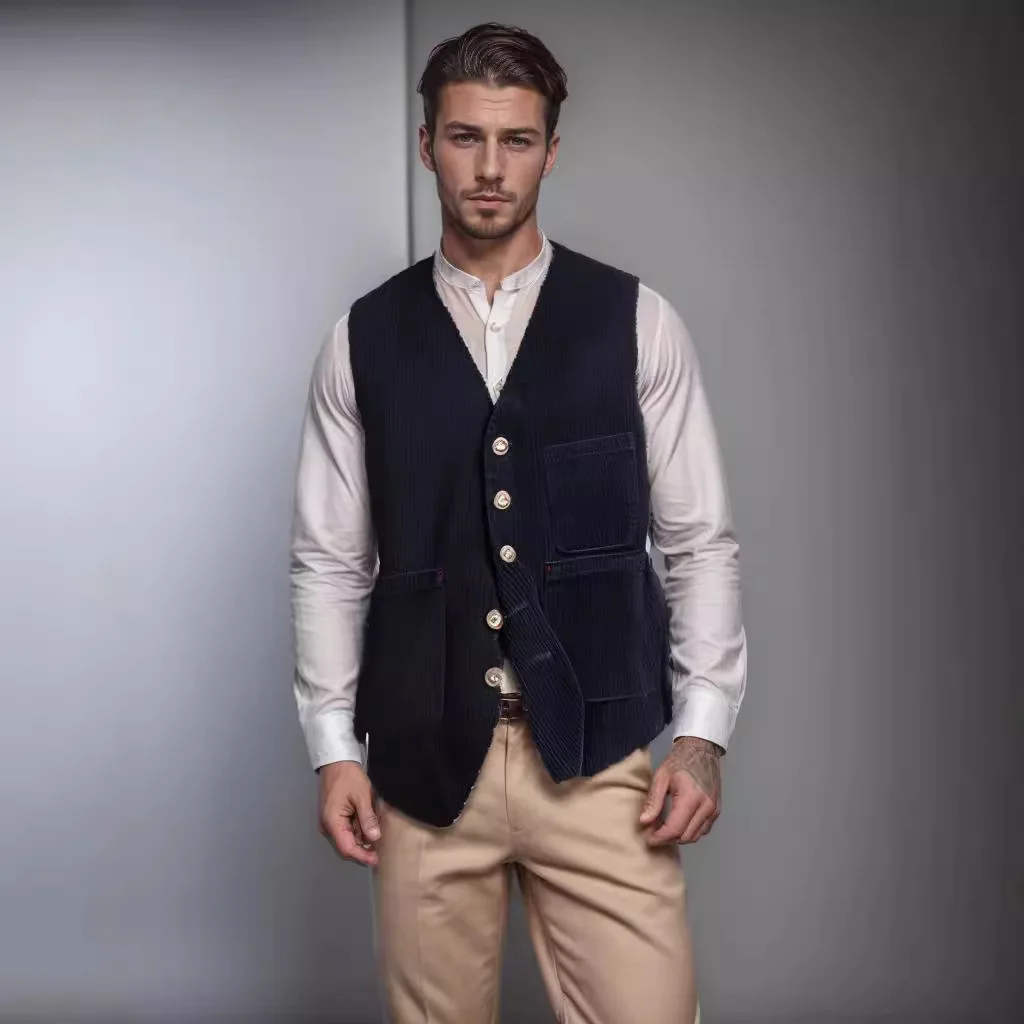 Autumn and Winter European and American Corduroy Casual Business Fashion Suit Men's Single Breasted Suit Jacket 5