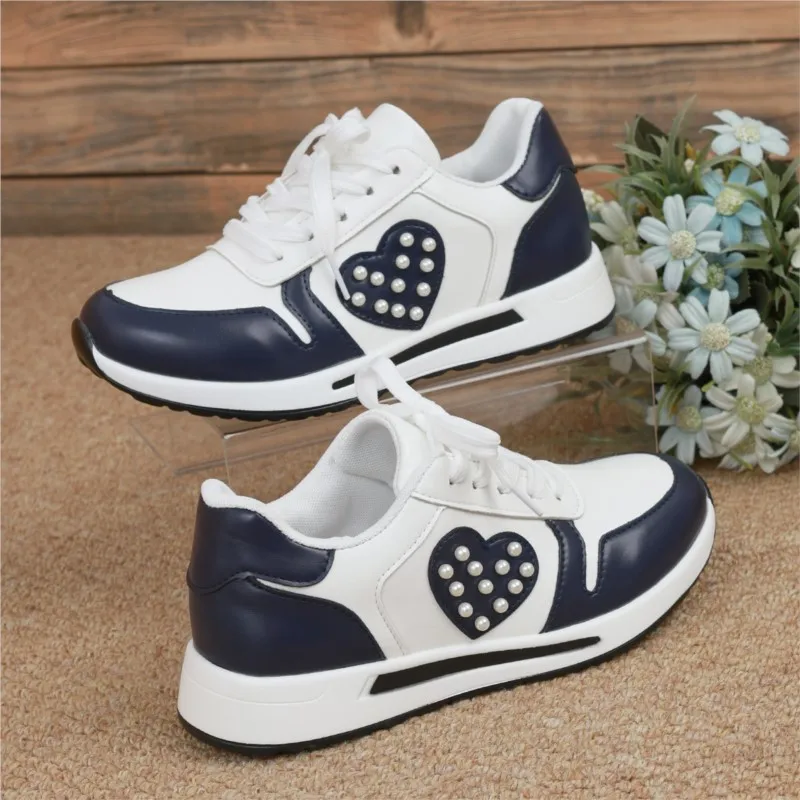 Summer autumn new  trade large size women\'s thick soled casual sports shoes front lace-up style casual comfort sneakers C1433