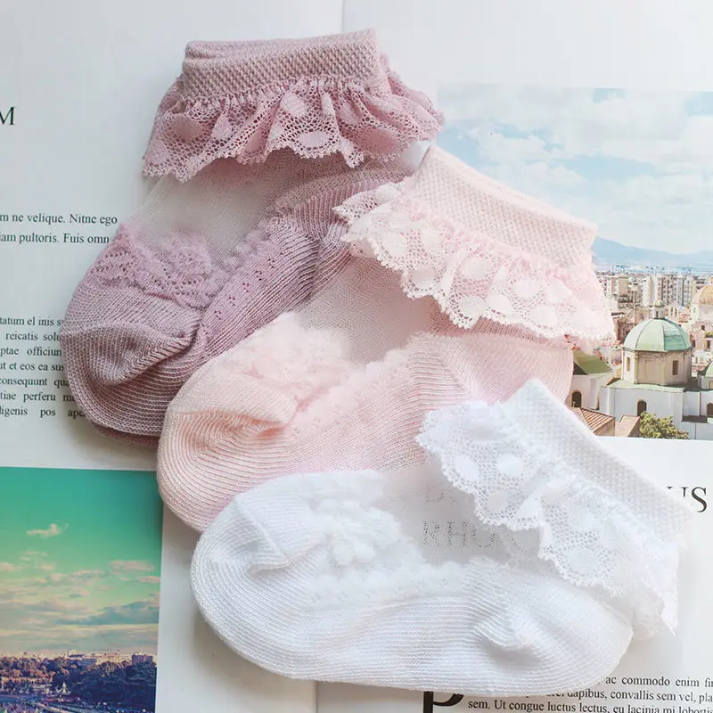 Baby Girls Kids Socks Summer Lace Ruffle Princess Children Ankle Short Breathable Cotton Toddler Dance Thin Sock