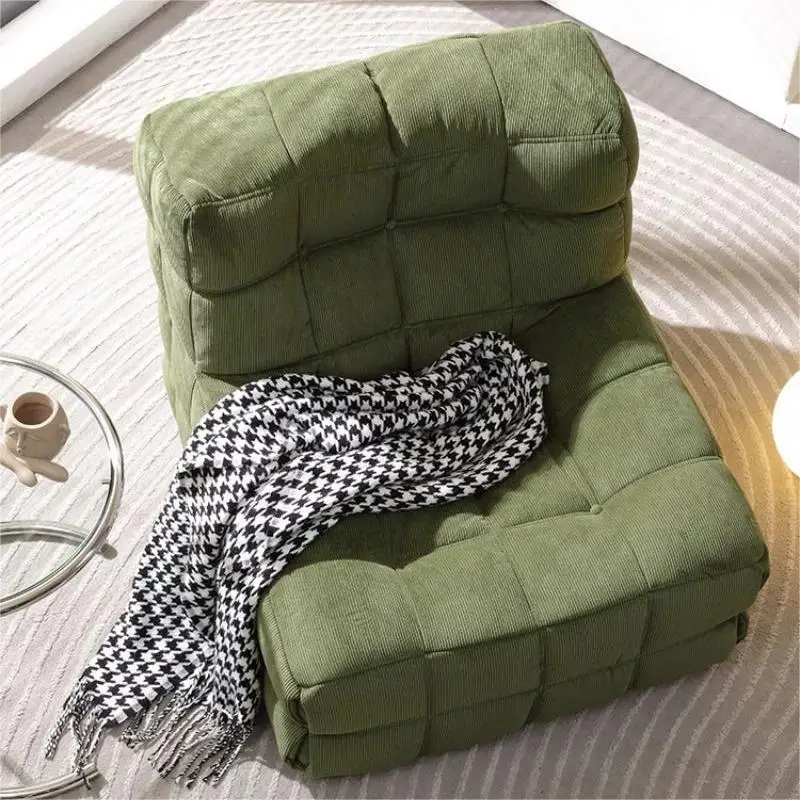 Retro style waffle lazy sofa, simple square living room balcony cream