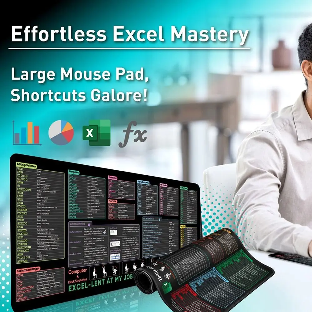 Convenient EXCO Office Shortcut Mouse Pad Stitched Edge Smooth Keyboard Mats Thickened Extended Gaming Mouse Pad PC Accessories