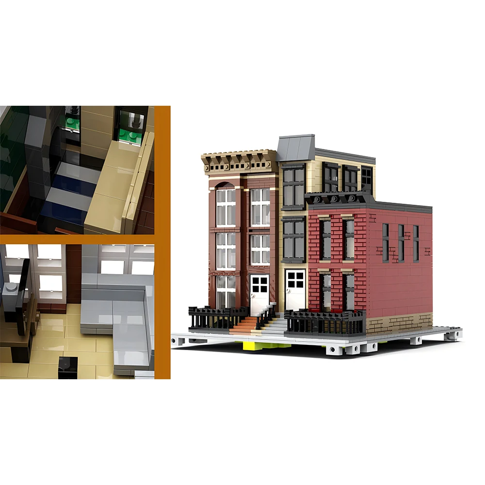 New MOC Hot Selling City Street View Townhouse Modular Office DIY Building Model Building Blocks Children's Toys Christmas Gift