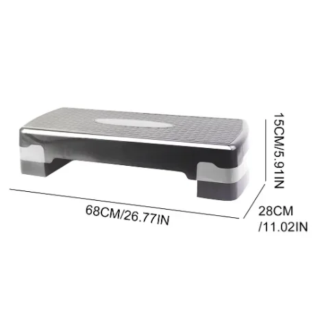 Adjustable 68CM Aerobic Stepper Platform for Home Gym Exercise Body Building with Two Raisers