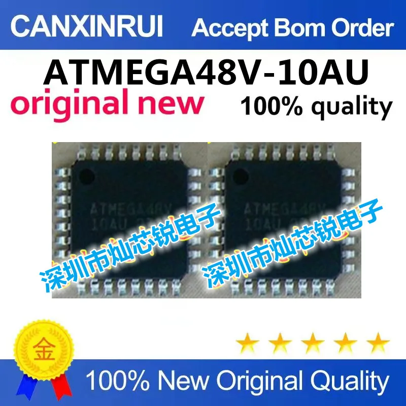 ATMEGA48V-10AU microcontroller, brand new original genuine blank without program.