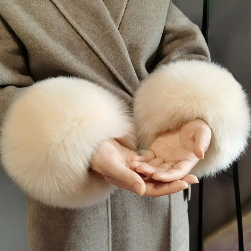 Winter Outerwear Accents Faux Fur Cuffs for Coats Jackets Thick Warm Winter Sleeve Accessories for Celebrity Lady Prom Party