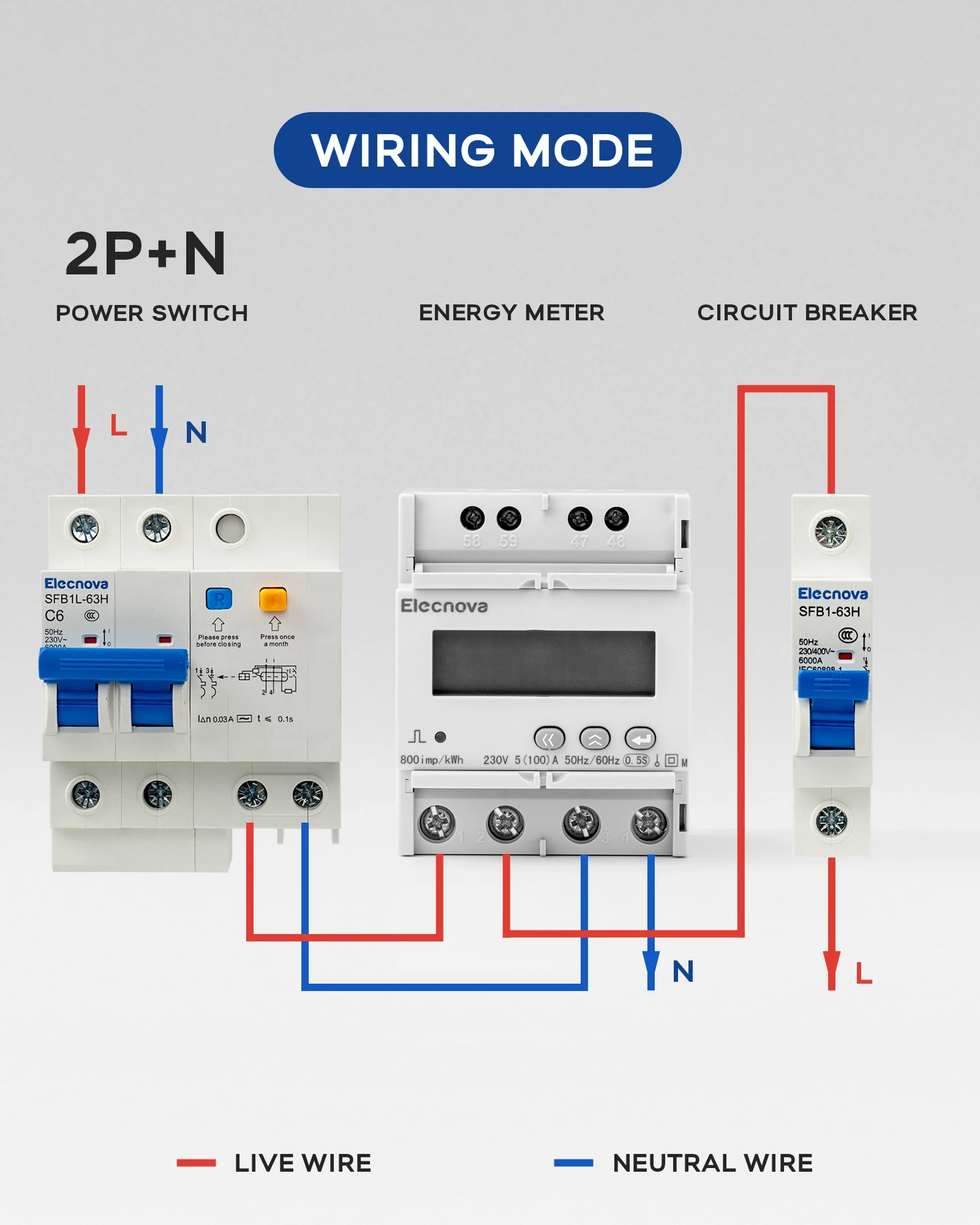 AC RCBO MCB 2Pole Mini Circuit Breaker Household Main Switch-Overload,Short-Circuit,Leakage,Residual Current Protection