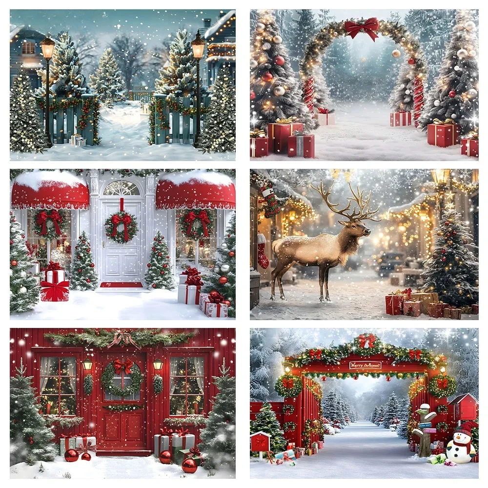 Christmas Deer Photography Background Winter Warm House Photo Background Studio Black and Gold Birthday Backdrop Props