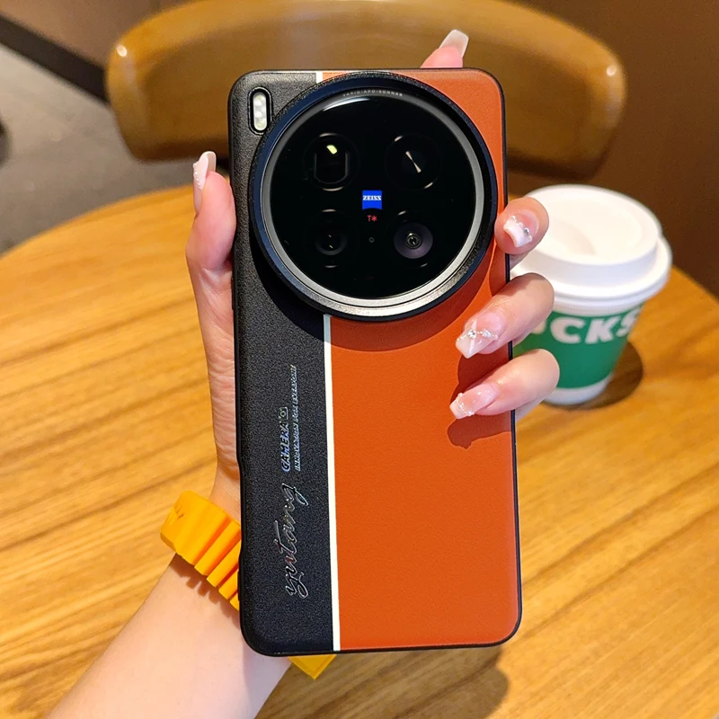 Night Lightning Fluorescent Line Two-pigment Leather Case For VIVO X200 Pro 200 pro mini X100S Pro X100 Ultra Lens Protect Cover