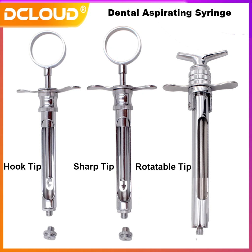 

1Pc Dental Stainless Steel Syringe Aspirating Syringe Pen-Style Aspirating Dentistry Surgical Instrument Injector Tool 1.8ML