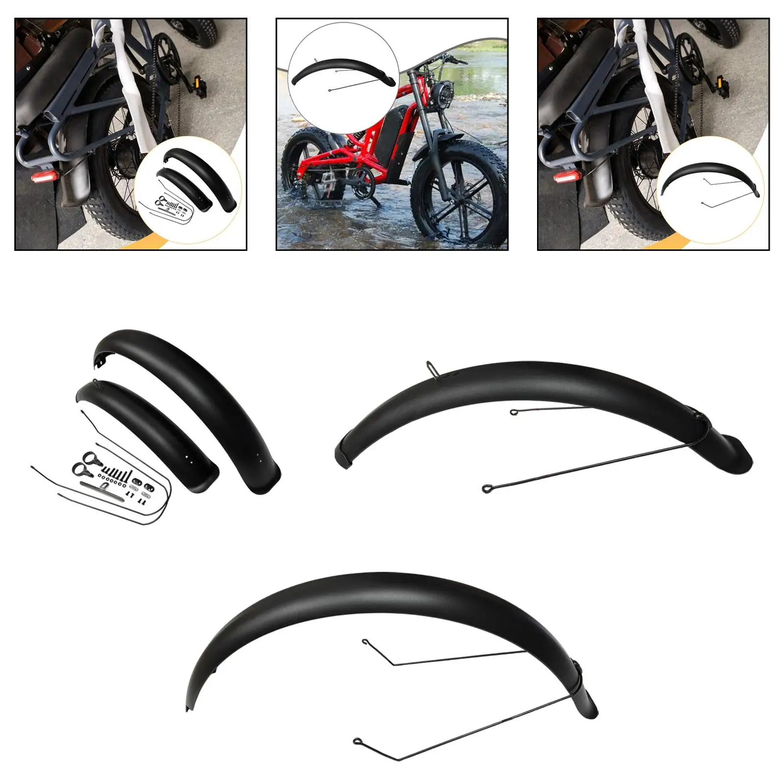 Fat Tire Bike Mudguard Plastic Full Coverage Bicycle Fender Practical Supplies for Gravel Mountain Snow Bikes - view 5