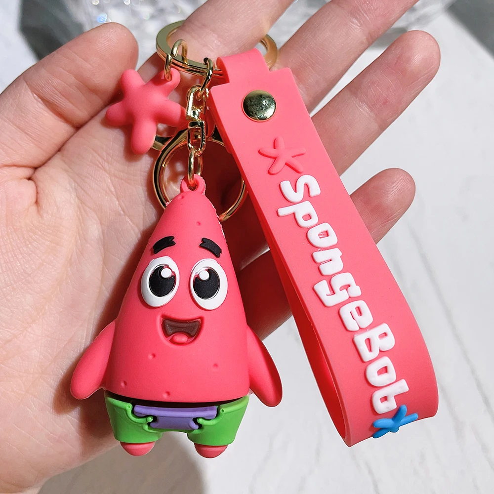 Anime Spongebob Schwammkopf Schlüsselanhänger Patrick Star Krabs Gary Sandy Kawaii Spielzeug Schlüsselanhänger Weihnachtsgeschenk Tasche Geburtstagsgeschenk für Kind