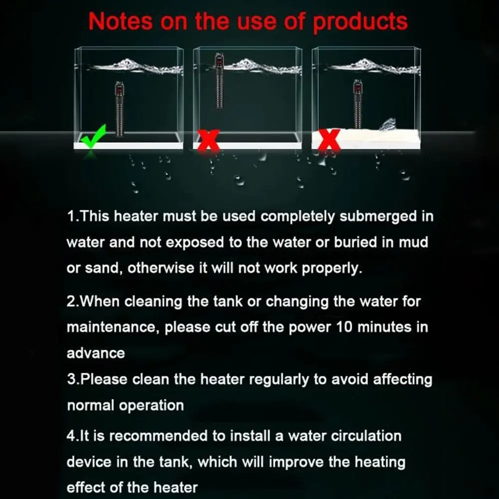 

Погружной нагреватель для аквариума 50-500 Вт с регулировкой мощности, автоматическим отключением при извлечении из воды, ЖК-дисплеем и цифровым управлением