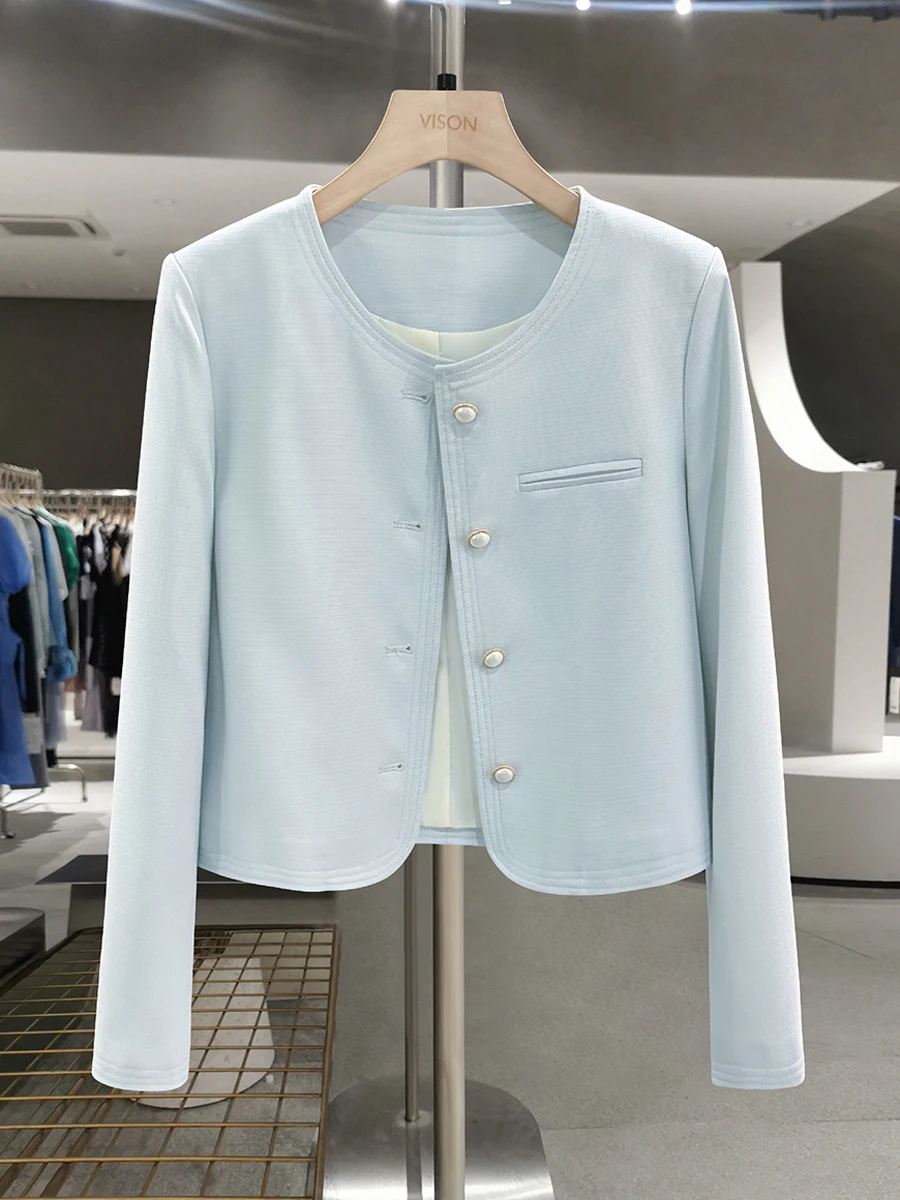 

Ele Blue Korean Sle ort Outerwear Women's Faion 2026 New Spring Autumn Petite Size irt Classic Straight Cut