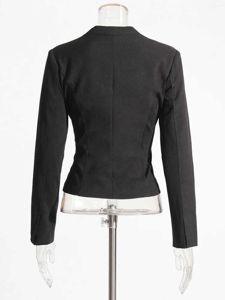 TWOTWINSTYLE Solid Slimming Sexy Irregular Coats For Women Square Collar Long Sleeve Temperament Jackets Female Fashion 2023 New
