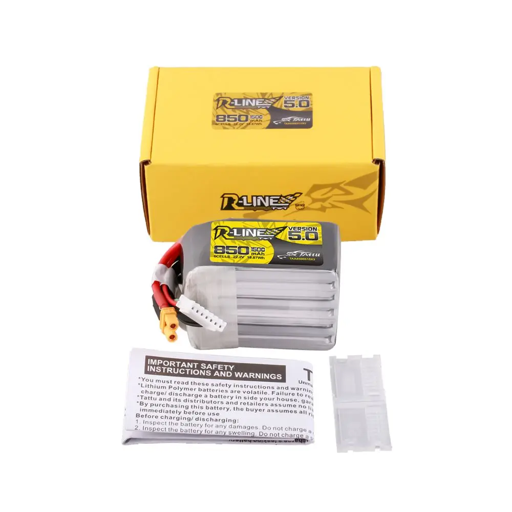 Batteria Lipo TATTU R-LINE 5.0 3S 4S 6S Batteria Lipo 150C 850-1800mAh con connettore XT30/XT60 per drone FPV