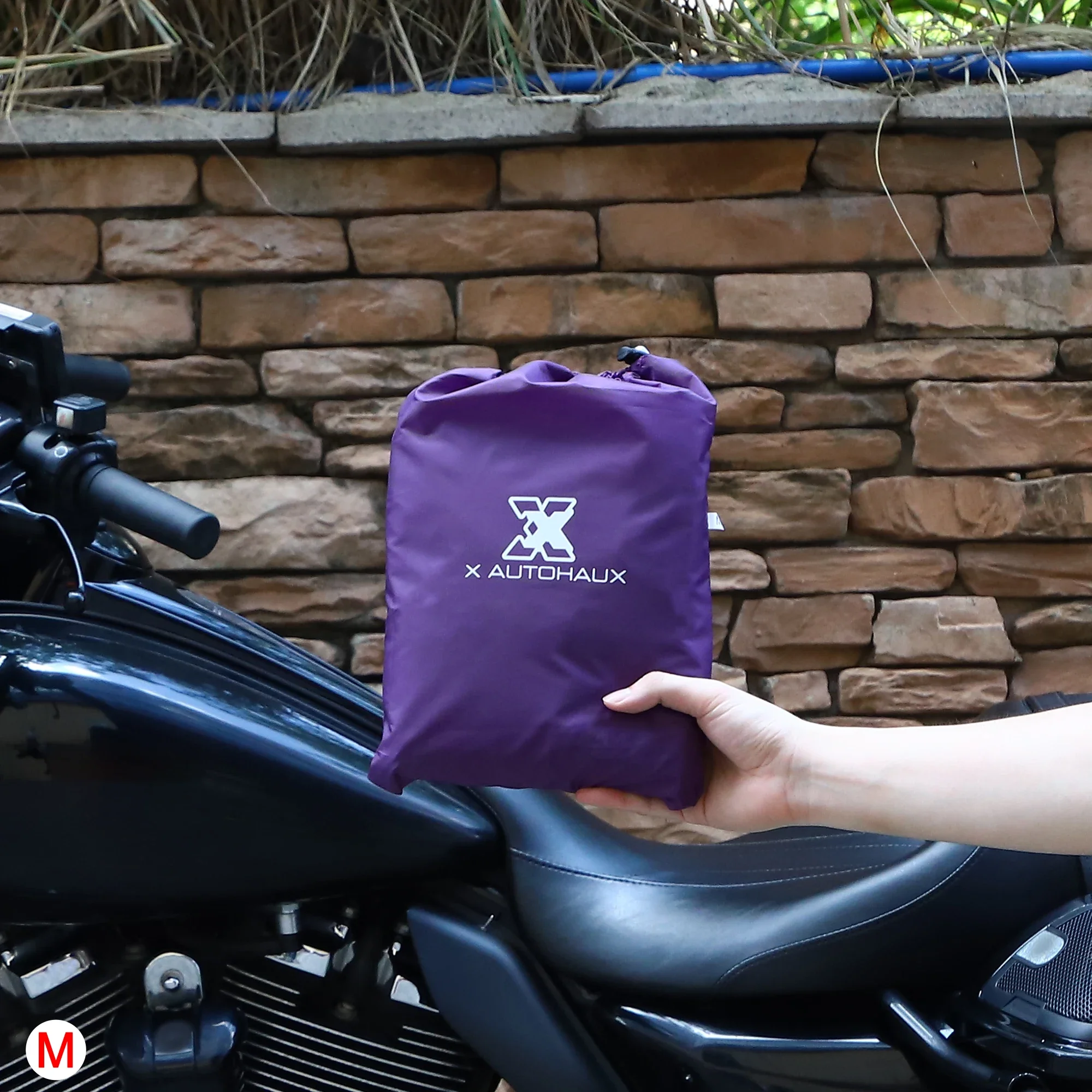 Autohaux ML XL Copri moto Mezza copertura leggera Protezione antipolvere antipioggia impermeabile per esterni per la maggior parte dei tour di abiti completi