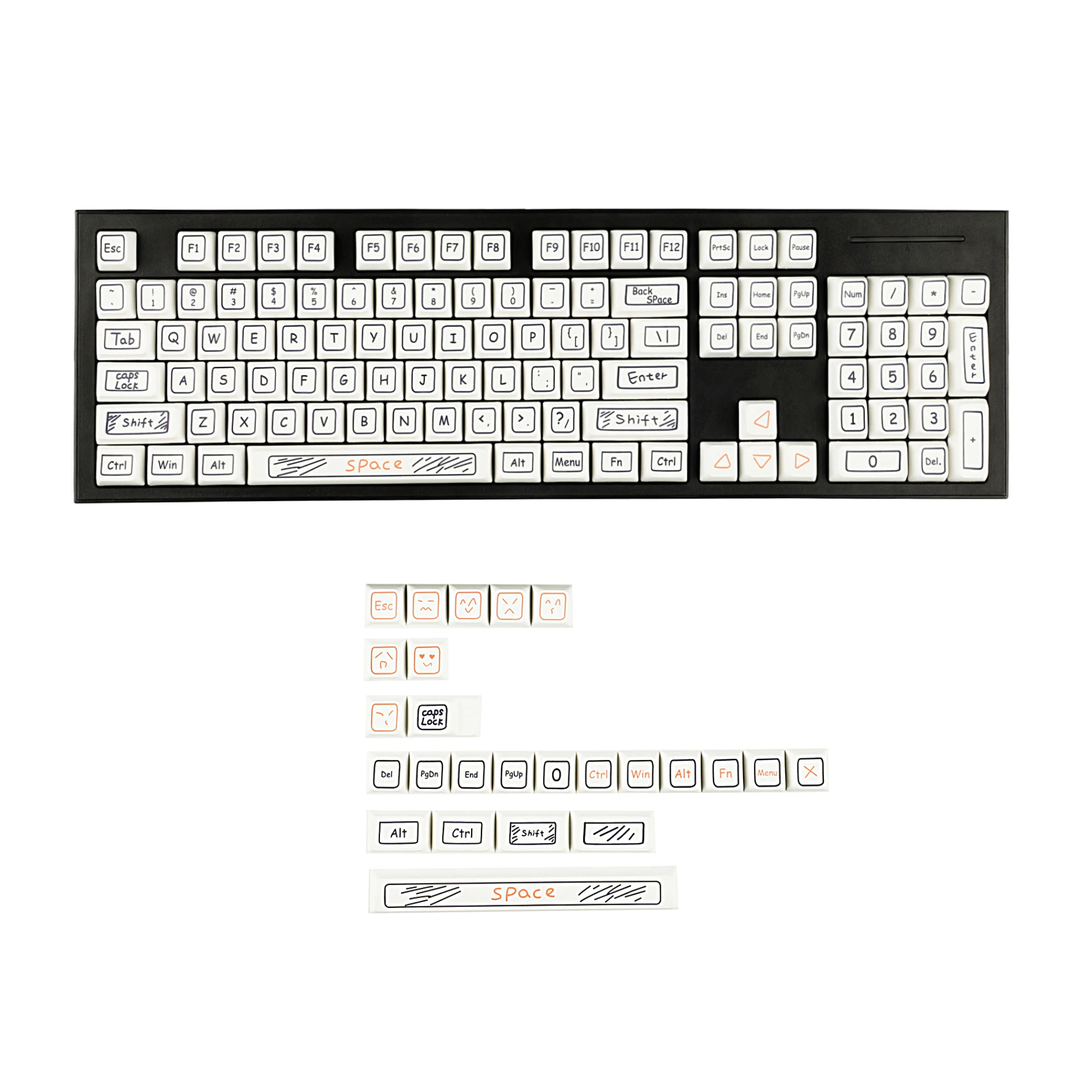 

1.6mm Thickness Graffiti MDA Profile Dye Sub Keycaps Ergonomic PBT Keycap Set For TKL 61 64 68 75 87 96 104 GMMK MX Keyboard