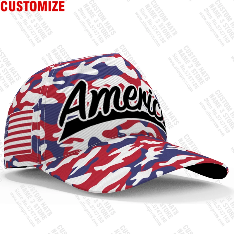 America Baseball Cap Free Custom Made Name Team Logo Us Hats Usa Country Travel American Nation United States Star Flag Headgear