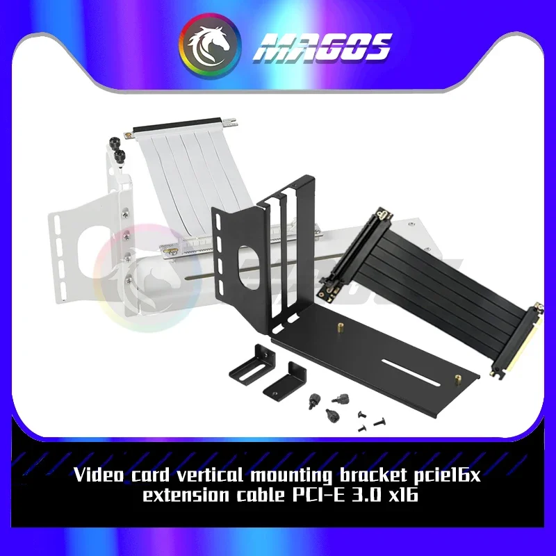 Vertical PCIE 3.0 4.0 GPU Vertical Mounting Bracket Kit 7 PCI Slots Case Universal Support,Holder+PCI-E 16 Extenstion Cable