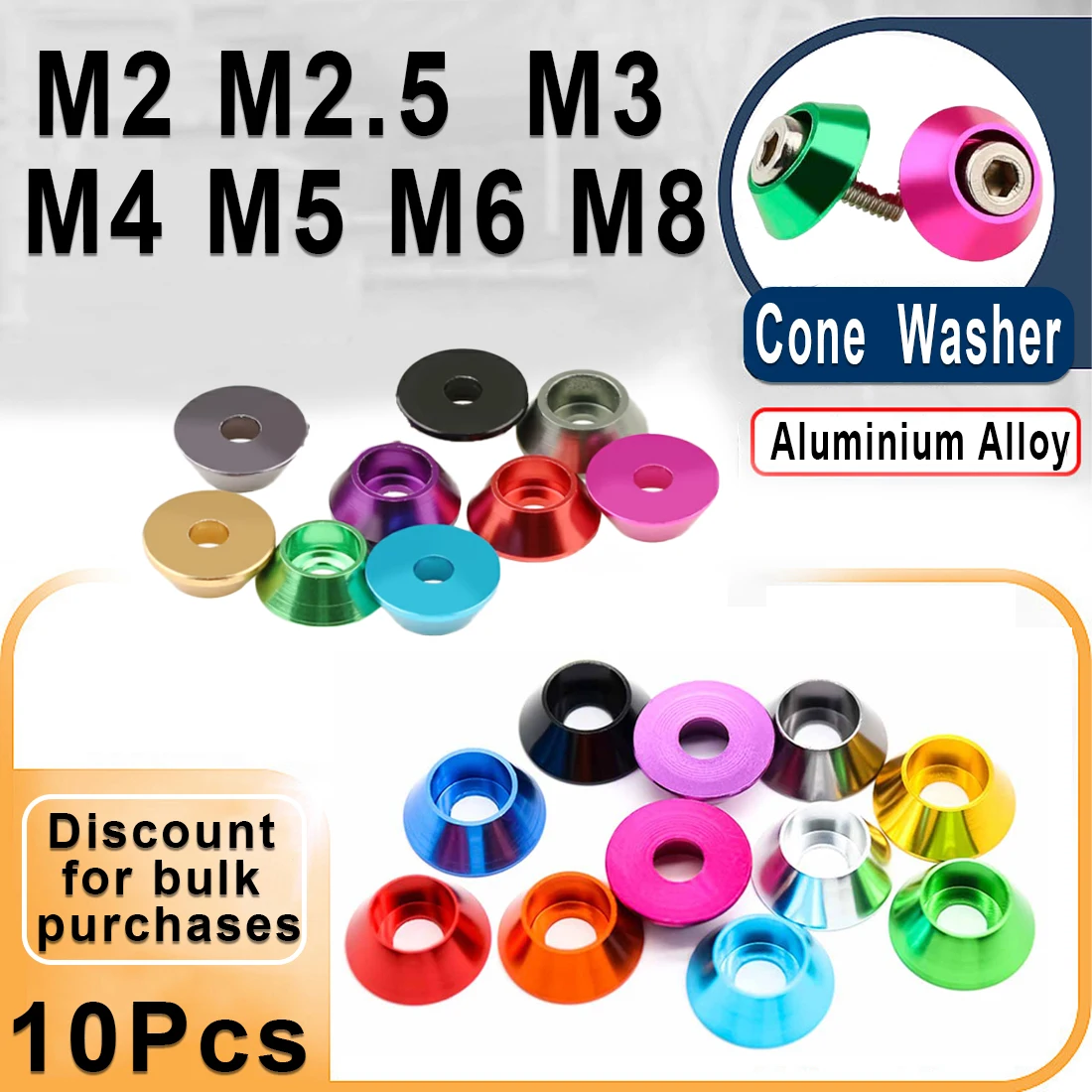 

10Pcs Aluminum Washers M2 M2.5 M3 M4 M5 M6 M8 Colorful Aluminum Alloy Cap Head Gasket Washer For DIY Rc Model Parts