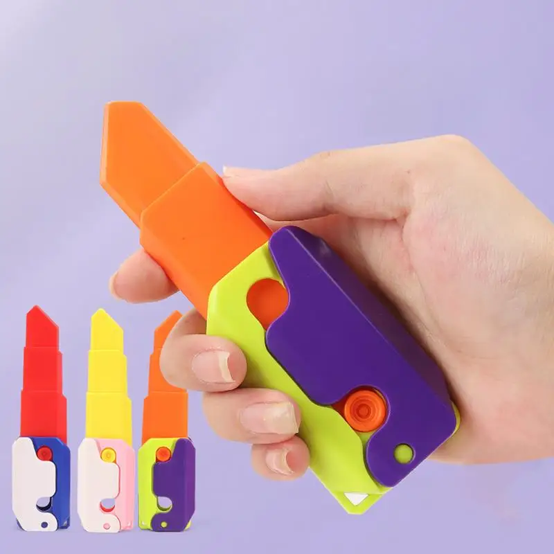 

Telescopic Carrot Knifee Anxiety Stress Relief 3D Carrot Gravityy Knifee Fidget Toys 3D Printed Luminous Telescopic Toy For Kids