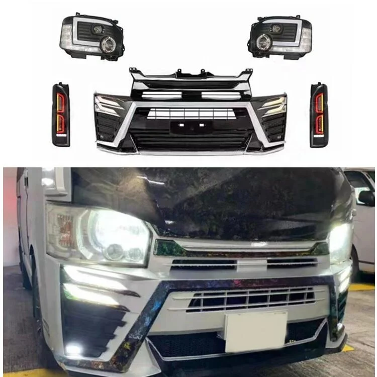 HIACE Van accessories Front Bumper Body kits with Head Light and Rear  for Hiace 200