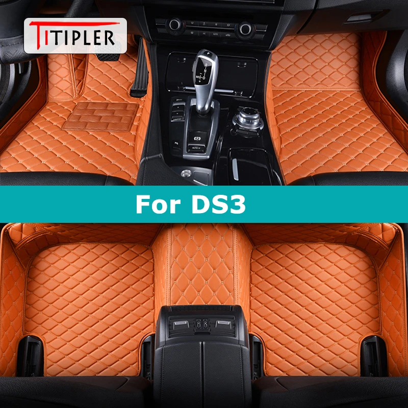 

TITIPLER Custom Car Floor Mats For DS3 Auto Carpets Foot Coche Accessorie