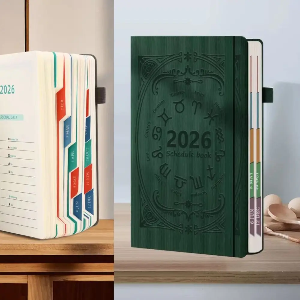 Portátil a5 2026 agenda livro para fazer lista planejador lembrete agenda livro texturizado plutônio calendário livro material de escritório