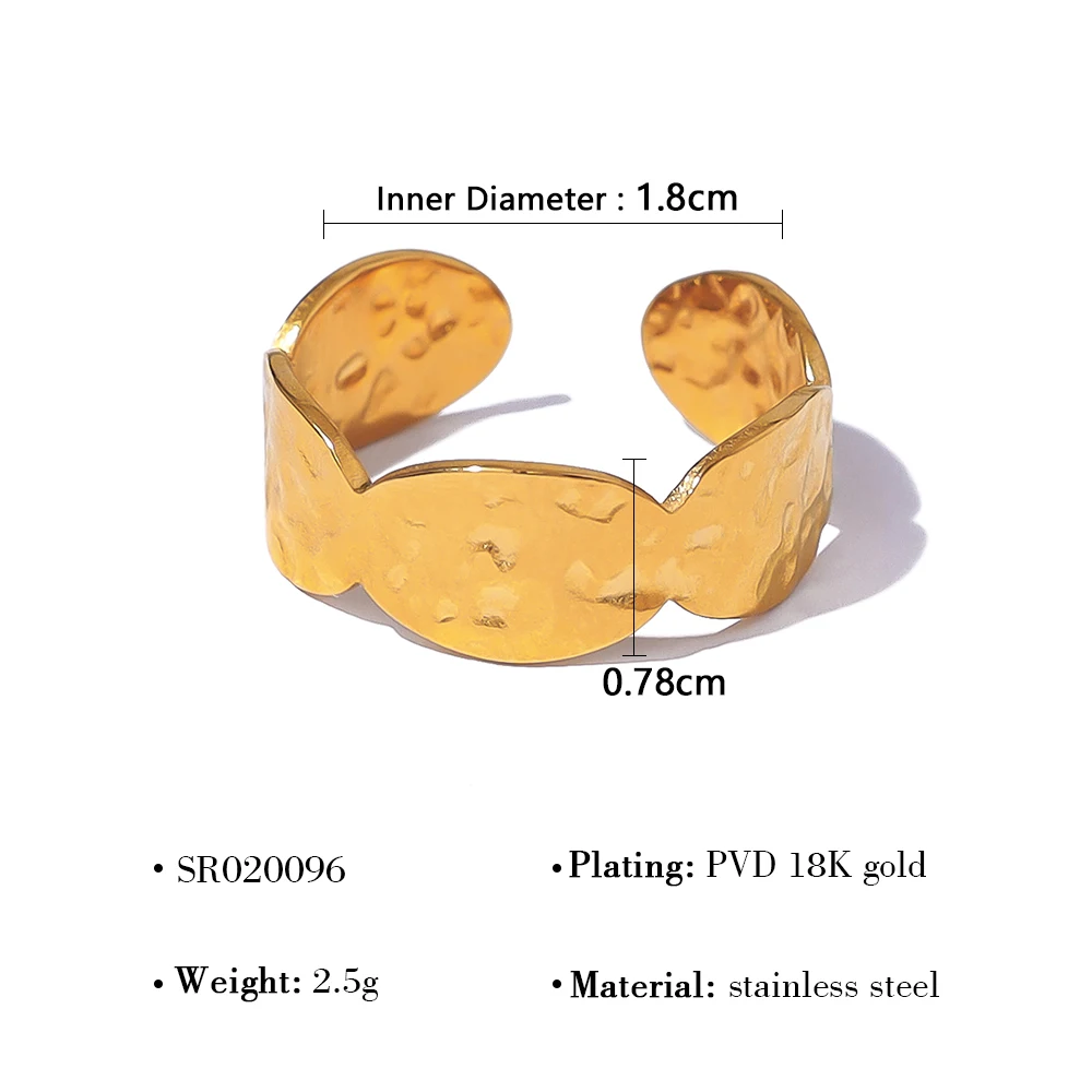 WILD & FREE Vintage 18K Gold Plated Stainless Steel Rings for Women Exquisite Chic Crystal Index Finger Ring Waterproof Jewelry